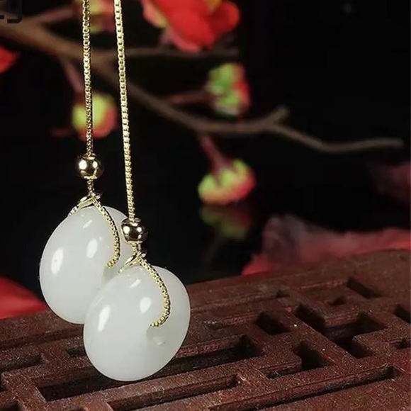 14K Gold filled Jade Earrings - Picture 5 of 7